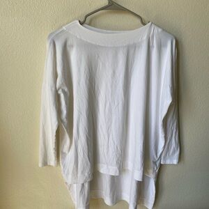 Matthildur Women’s Shirt White Size Small High Lo Boat Neck 3/4 Sleeve Top